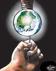 Earth Hour Cartoon. Metro News, March 27, 2009